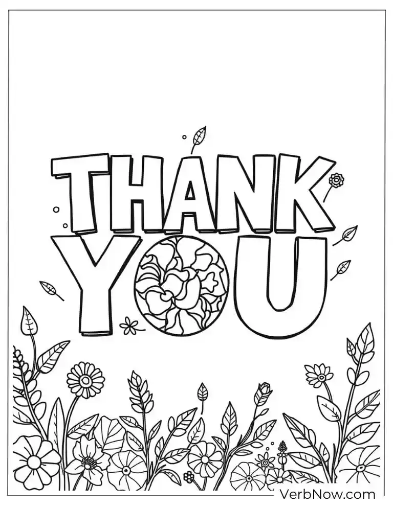 “Thank You” letters decorated with flowers and plants