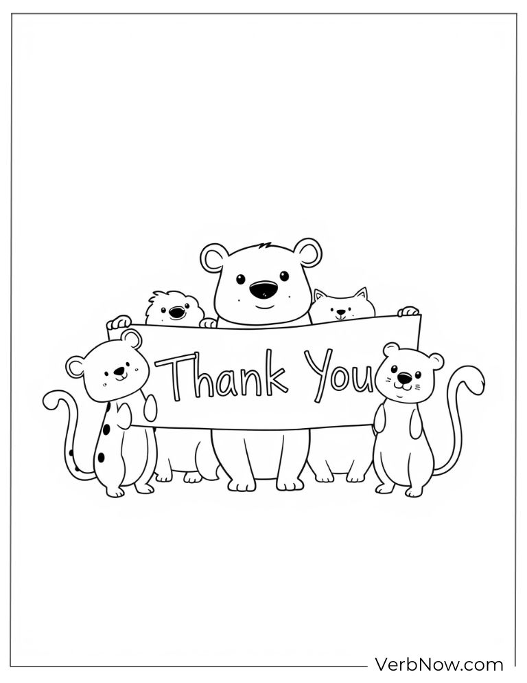 Cute animals holding a big “Thank You” sign