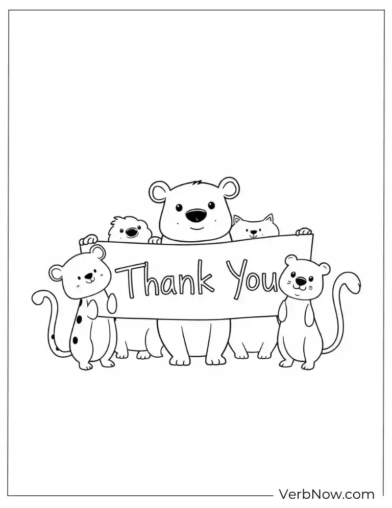 Cute animals holding a big “Thank You” sign