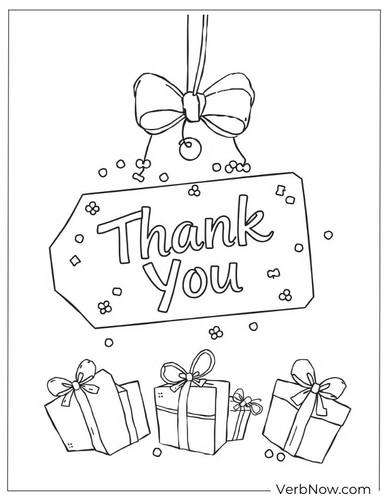 A festive “Thank You” sign with gifts and ribbons