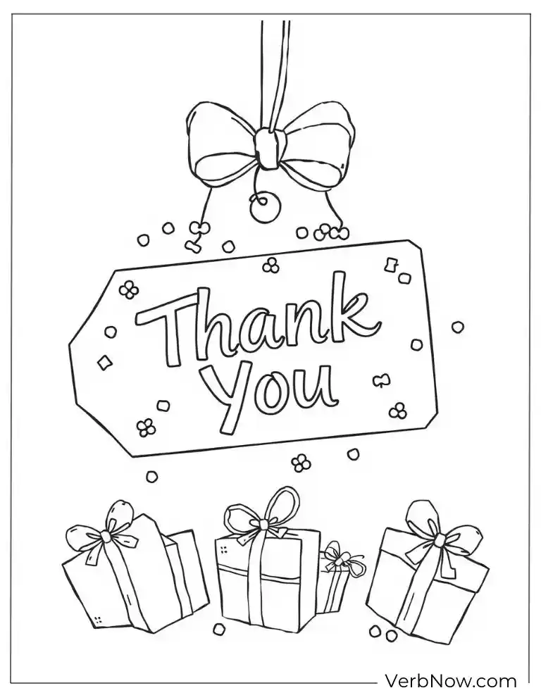 A festive “Thank You” sign with gifts and ribbons