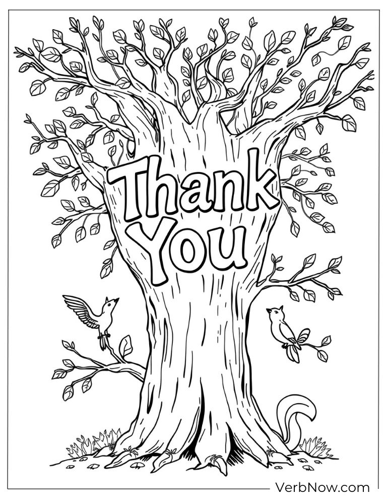 A tree with “Thank You” written in its branches