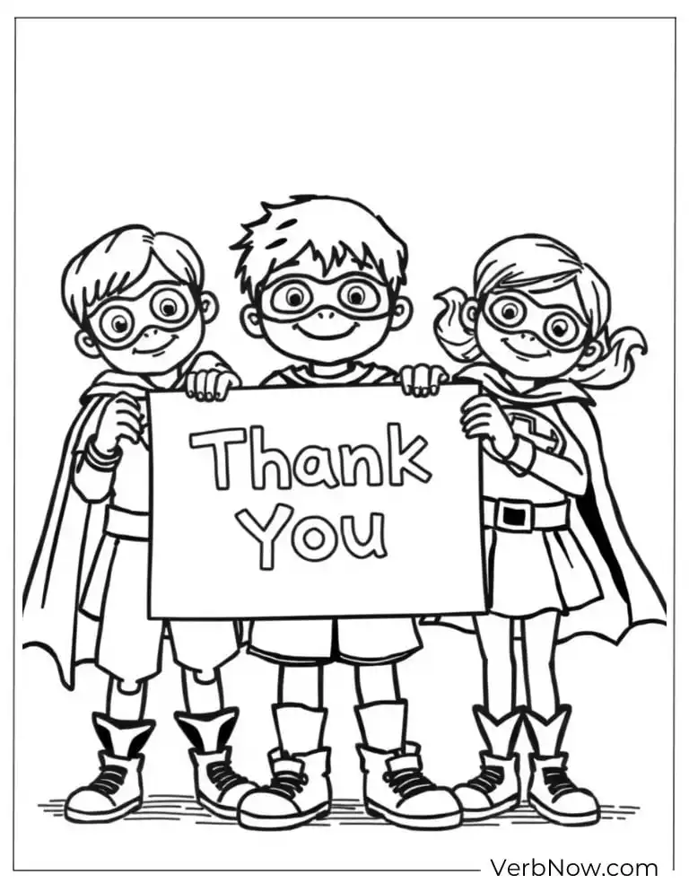 Three kids holding a “Thank You” banner