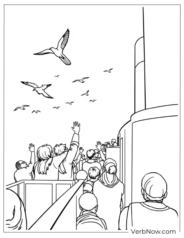 Passengers waving goodbye as the Titanic departs