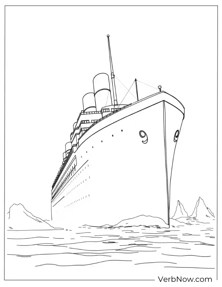 The Titanic approaching icy waters