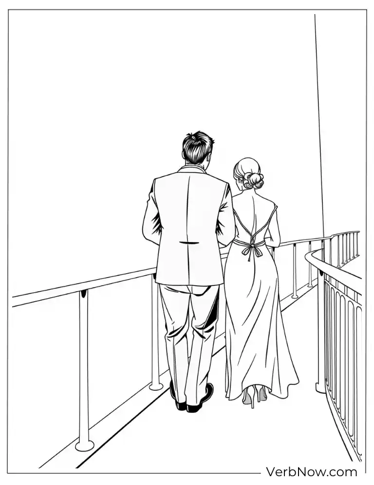 A couple walking together on the ship's deck