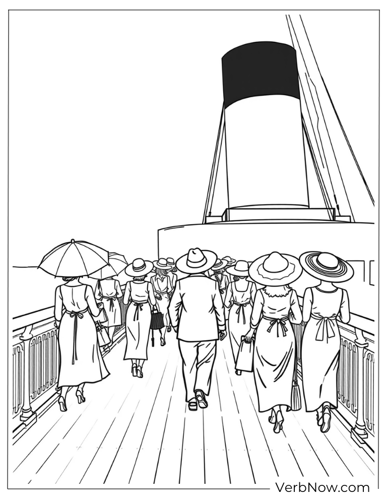 Passengers strolling along the deck
