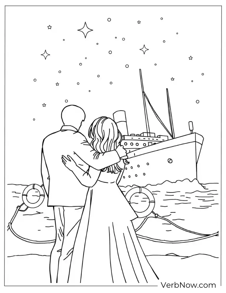 A couple embracing while watching the Titanic at night