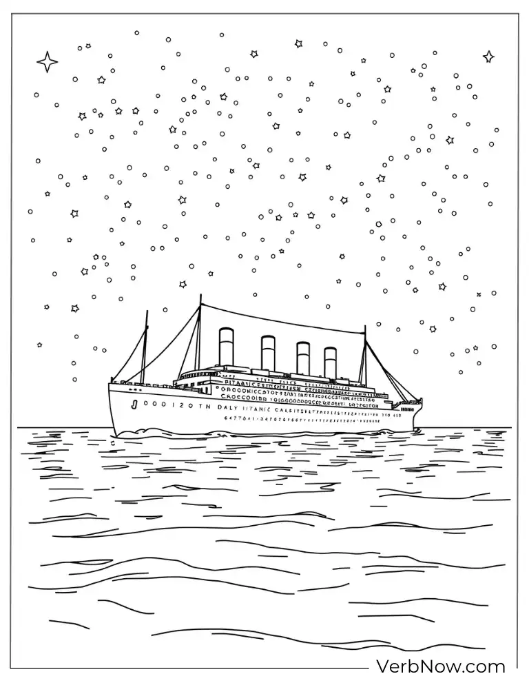 The Titanic sailing under a sky full of stars