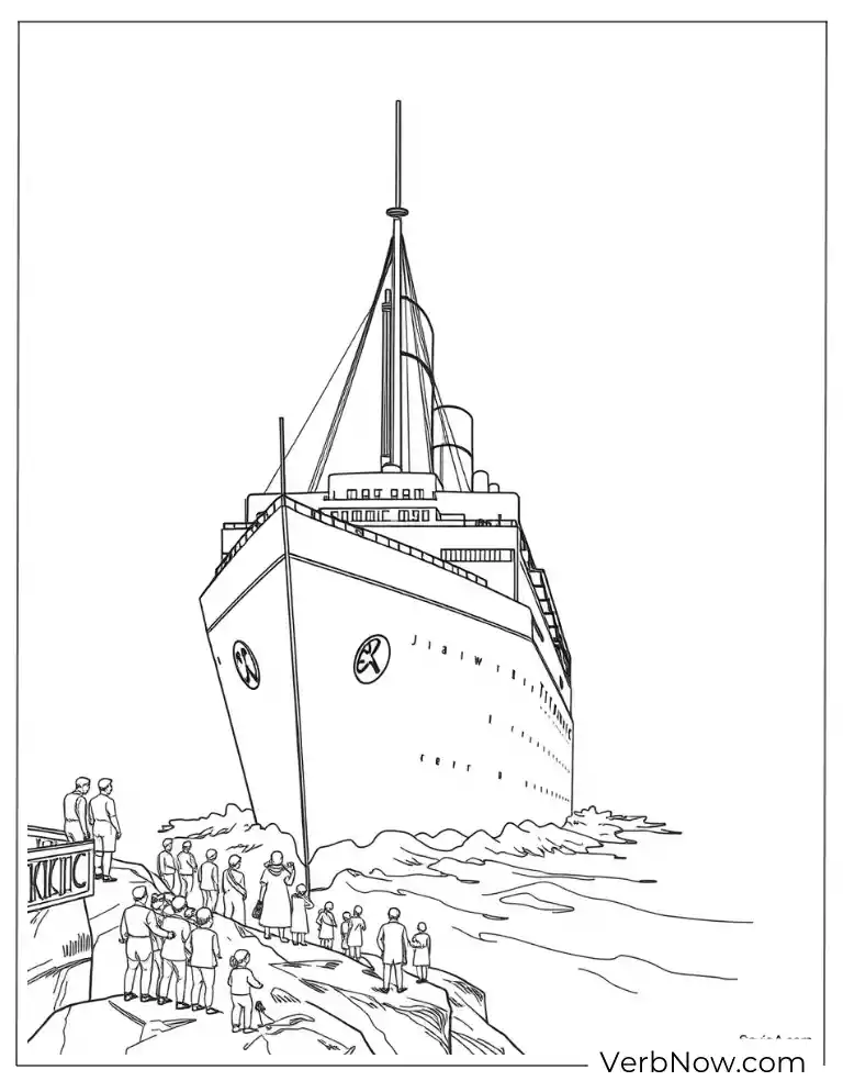 22 Amazing Titanic Coloring Pages (100% Printable PDF) Passengers boarding the Titanic at the port