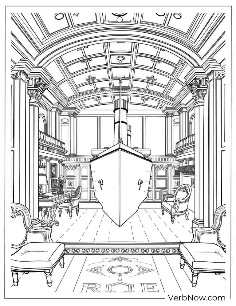 22 Amazing Titanic Coloring Pages (100% Printable PDF) The grand interior hall of the Titanic
