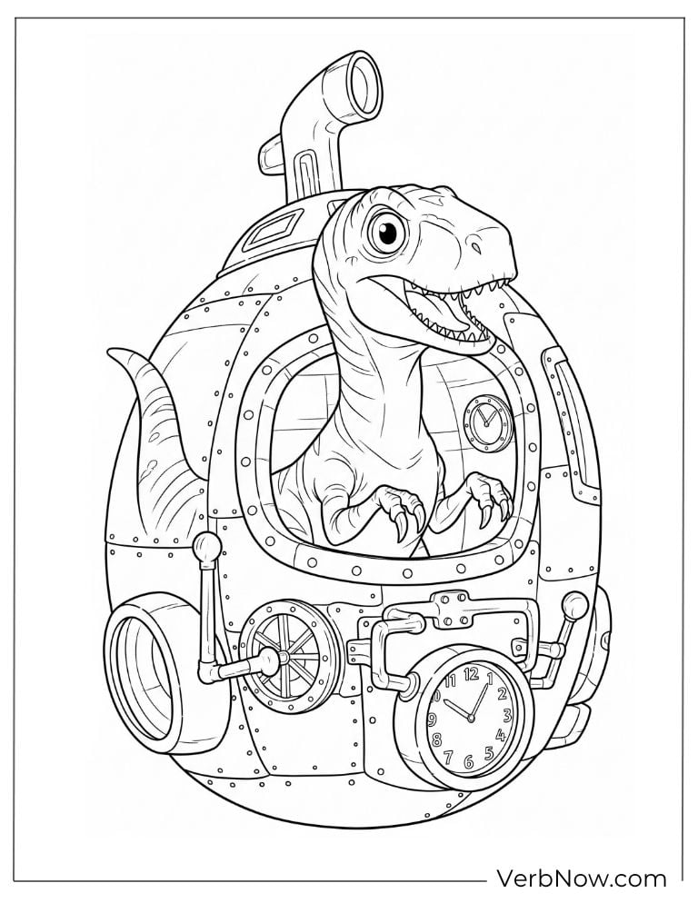 Velociraptor inside a futuristic submarine