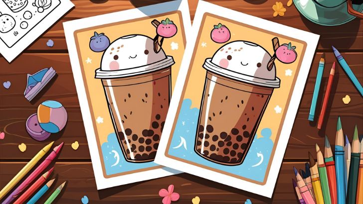 printable boba tea coloring pages