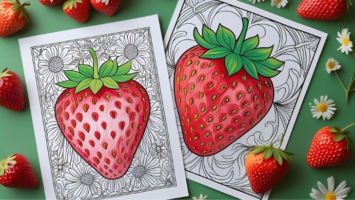 printable strawberry coloring pages 