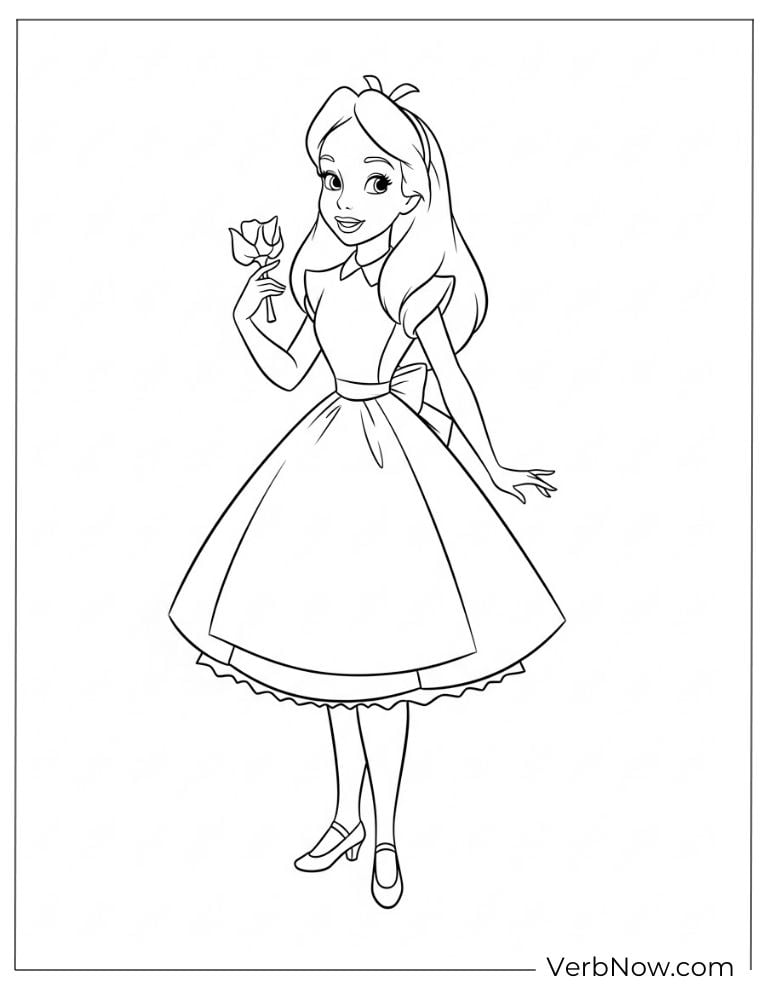 Alice holding a teacup with a sweet smile