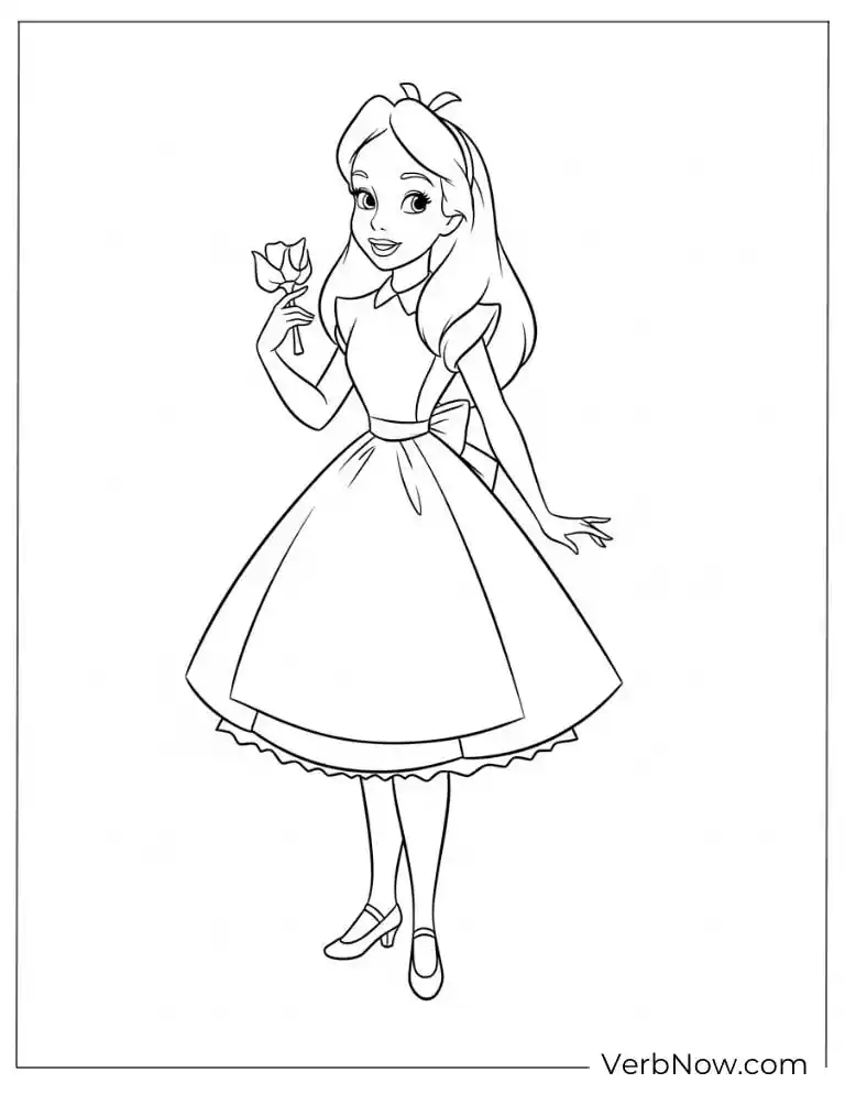 Alice holding a teacup with a sweet smile