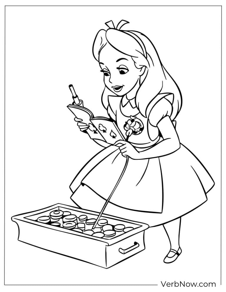 Alice painting with a palette and brush
