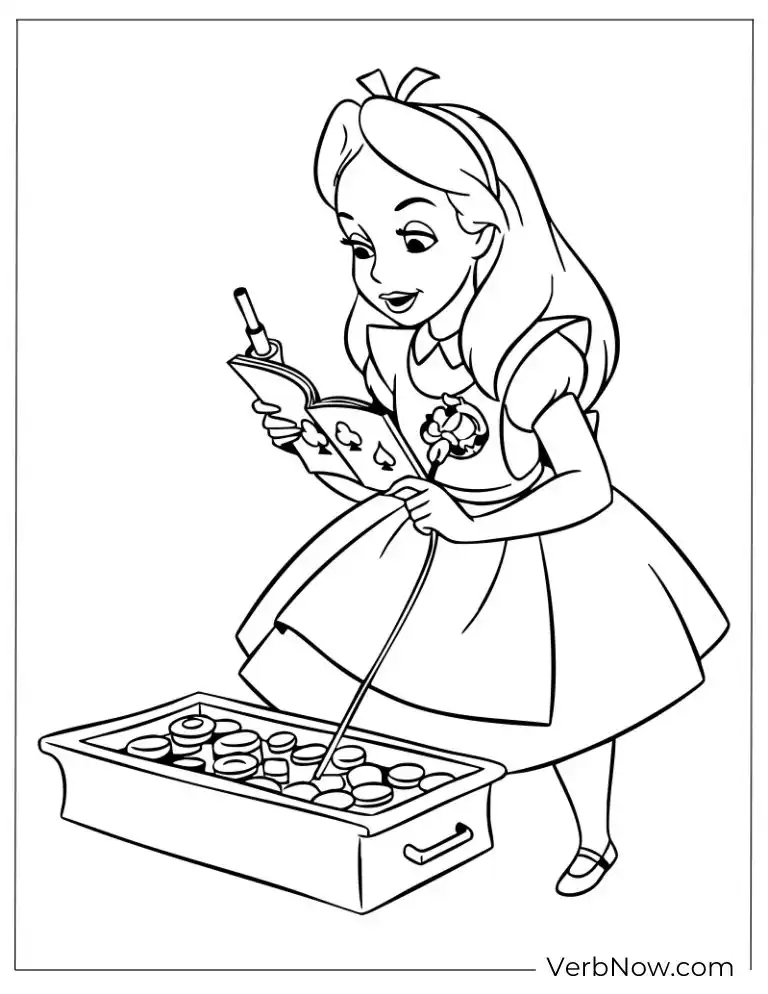 Alice painting with a palette and brush