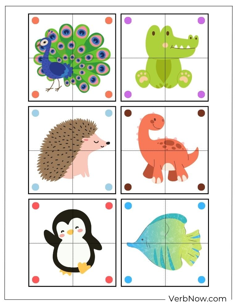 Animal picture puzzle with colorful blocks