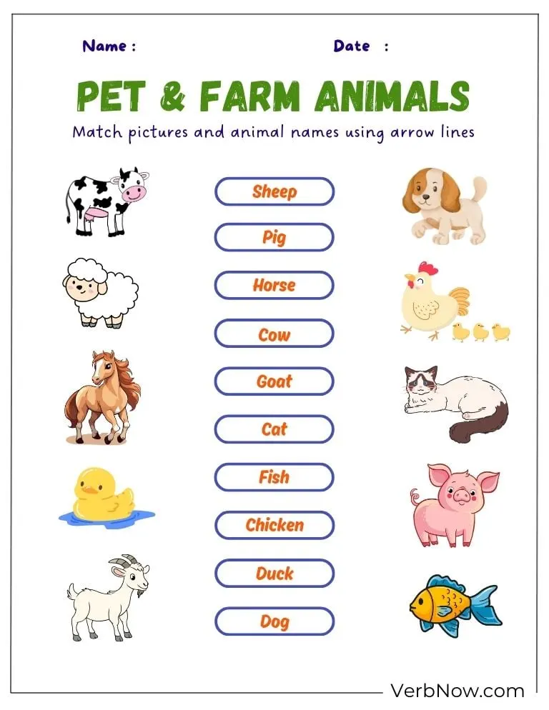 10+ Free Animal Puzzles for a Fun Learning (Printable PDF) Pet and farm animals matching worksheet