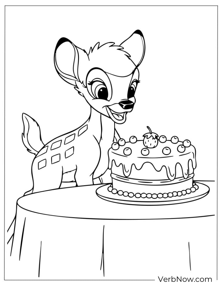 Bambi looking excited at a birthday cake.