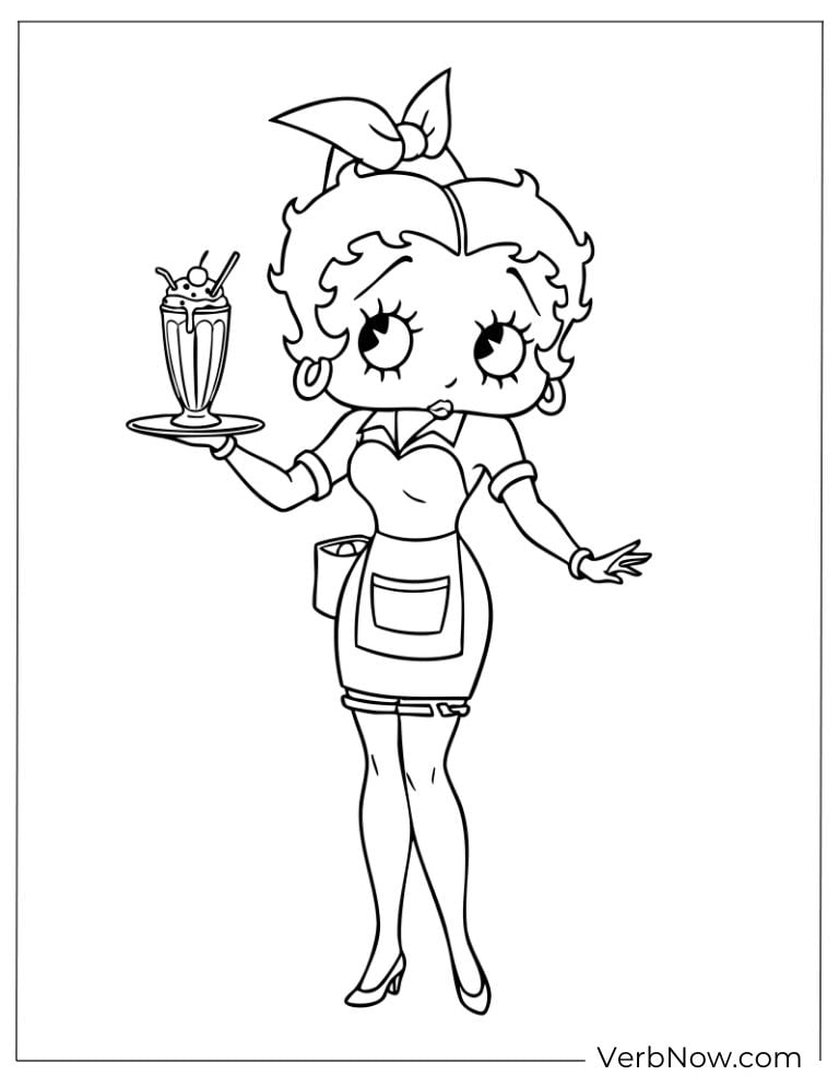 Betty working as a waitress serving a milkshake