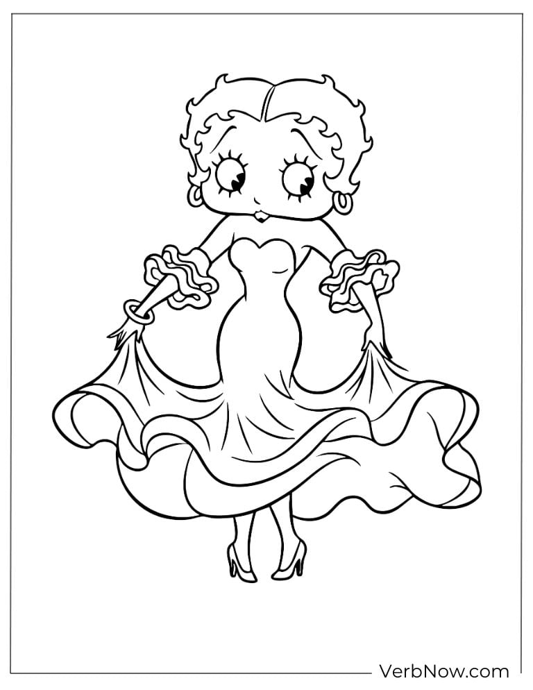 Betty wearing a fancy dress and posing