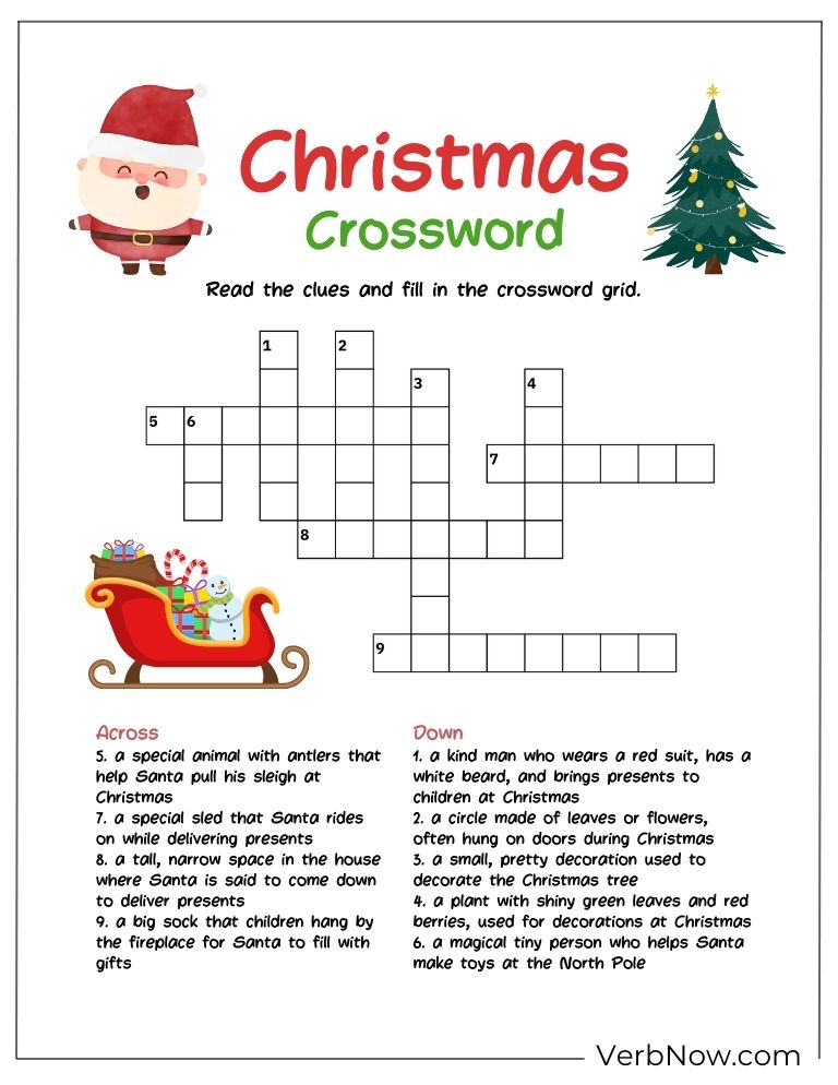 Blank Christmas crossword puzzle ready to solve