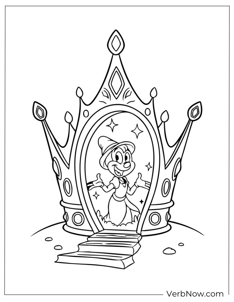 Mouse standing proudly inside a giant crown