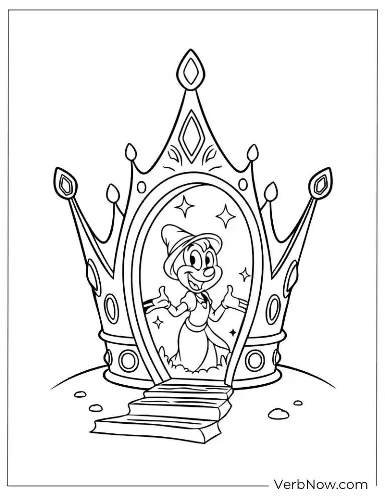 Mouse standing proudly inside a giant crown