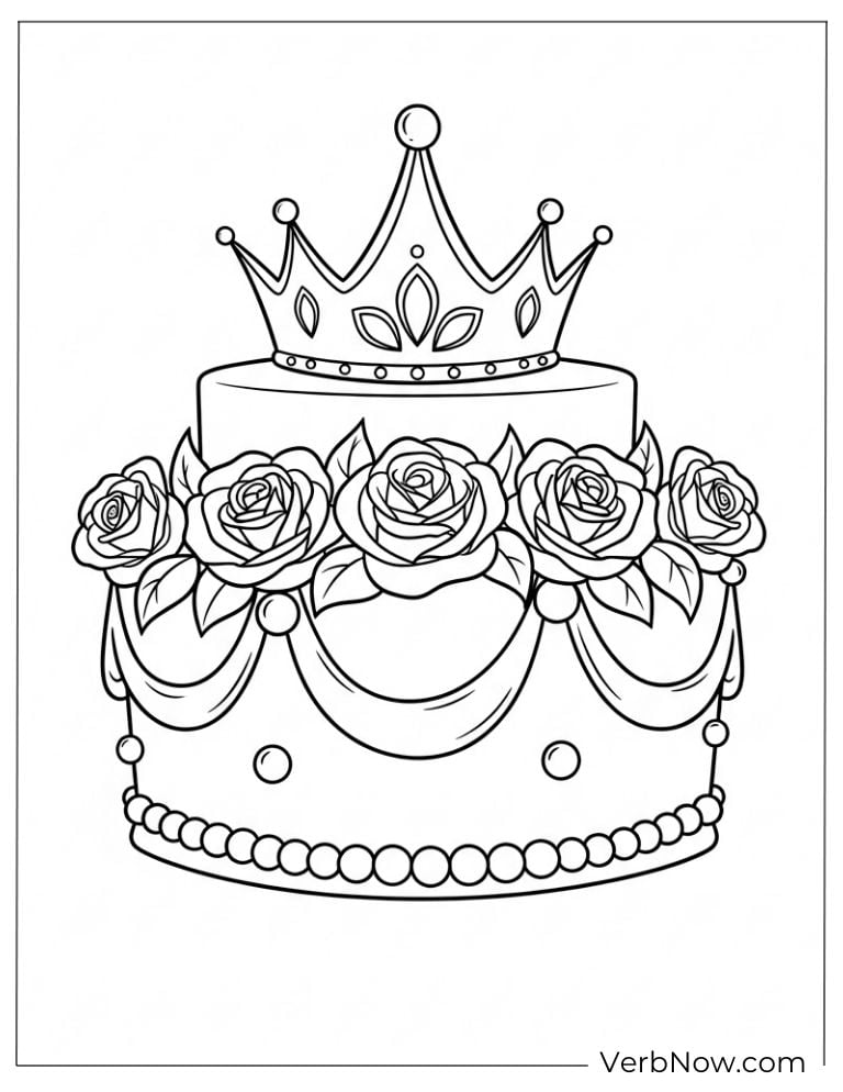 Royal cake topped with a crown and roses