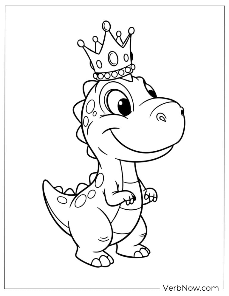 Cute dinosaur wearing a king’s crown