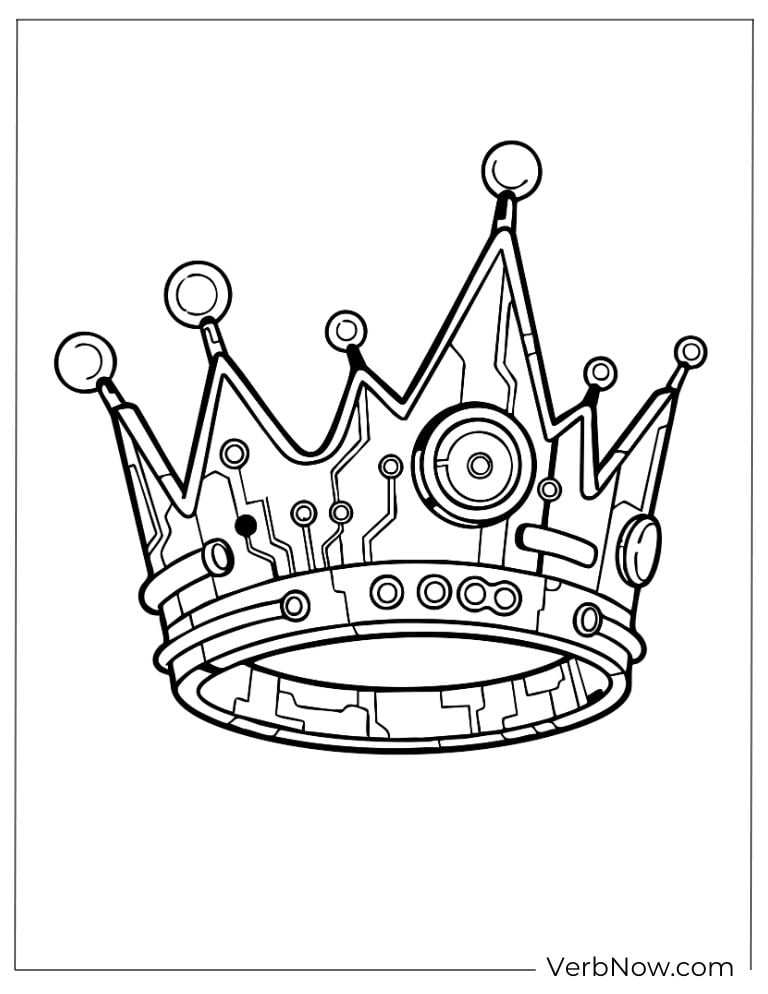 Futuristic crown with circuit and tech designs