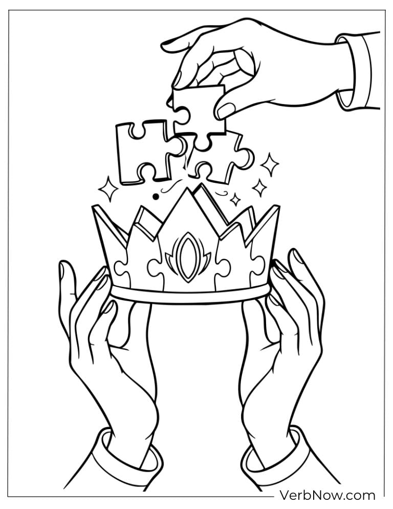 Hands holding a crown with puzzle pieces