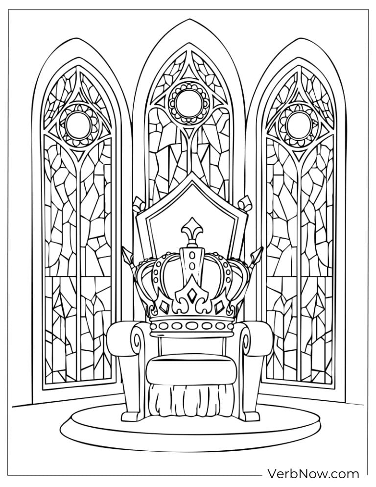 Royal crown resting on a throne in a grand hall