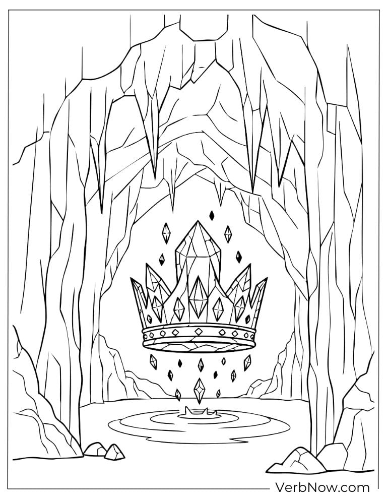 Floating crown glowing inside a cave
