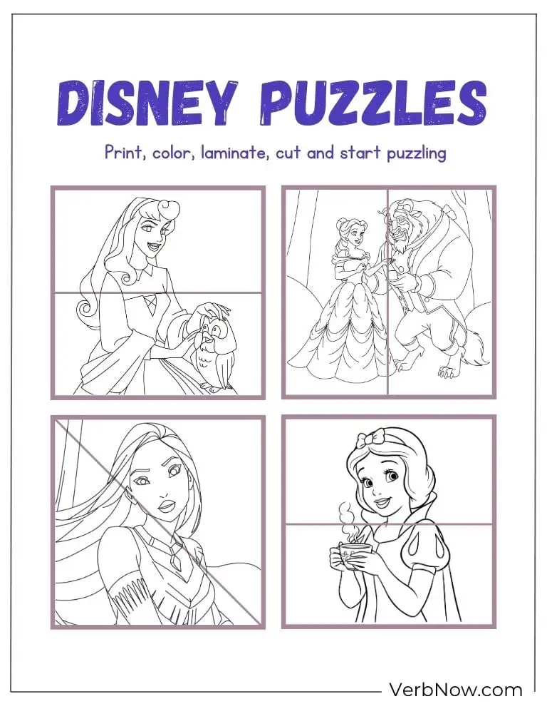 Free Disney Puzzles for Family Fun (100% Printable PDF) Disney printable puzzles featuring princesses
