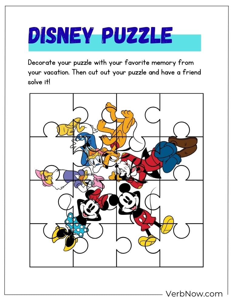 A Disney jigsaw puzzle featuring Mickey, Donald, and friends