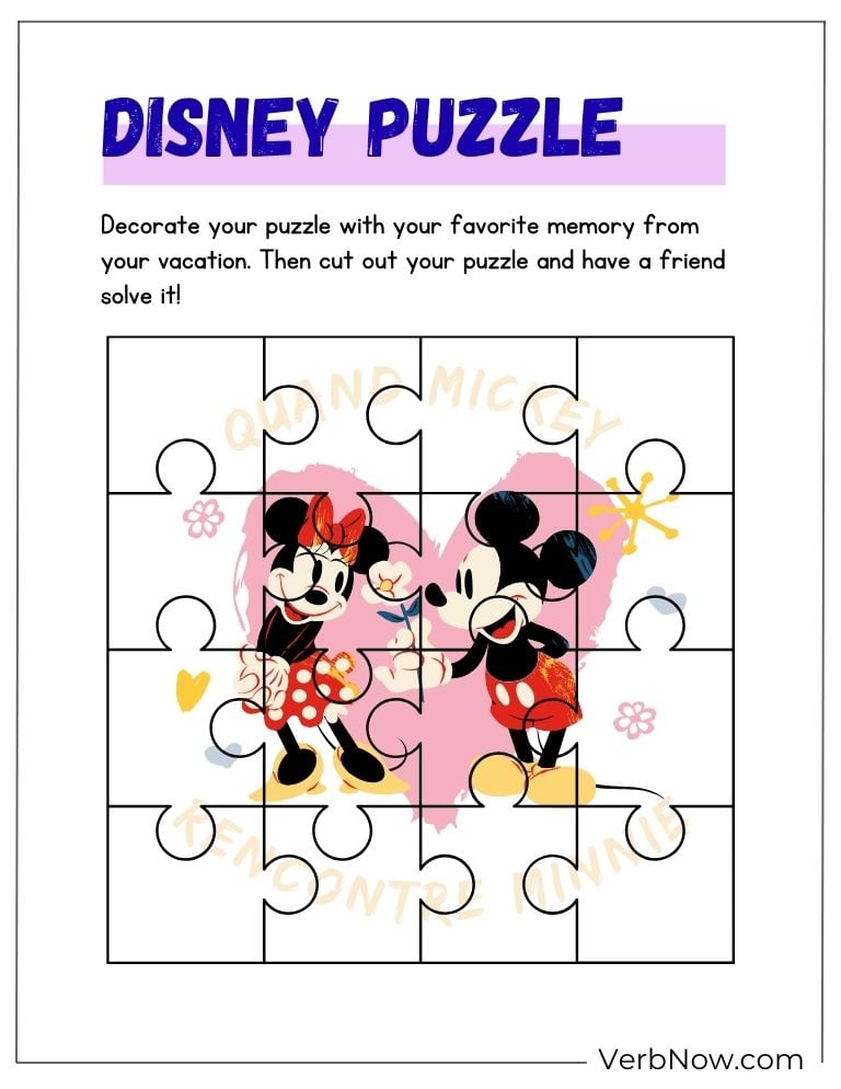 A Disney jigsaw puzzle with Minnie and Mickey together