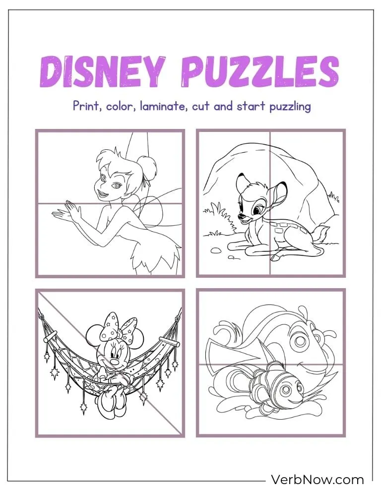 Free Disney Puzzles for Family Fun (100% Printable PDF) Printable Disney puzzles with characters to cut and play