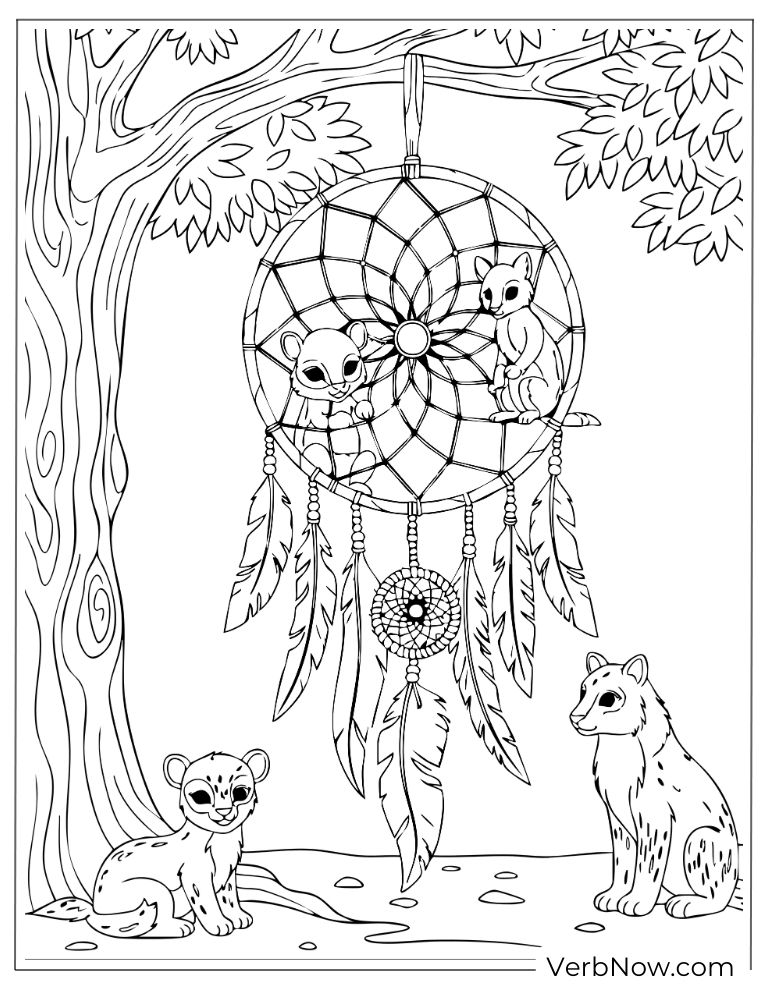 Dreamcatcher with baby animals resting underneath