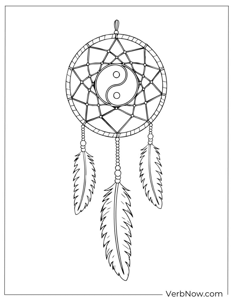 Spiral-pattern dreamcatcher with three feathers