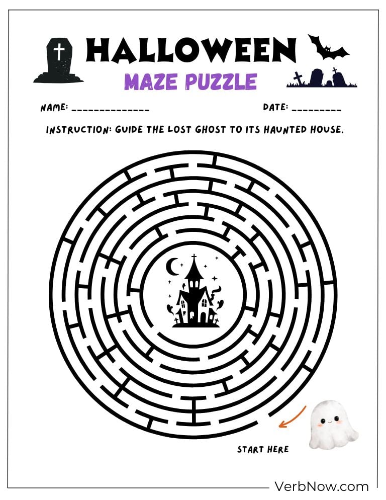 A circular Halloween maze puzzle