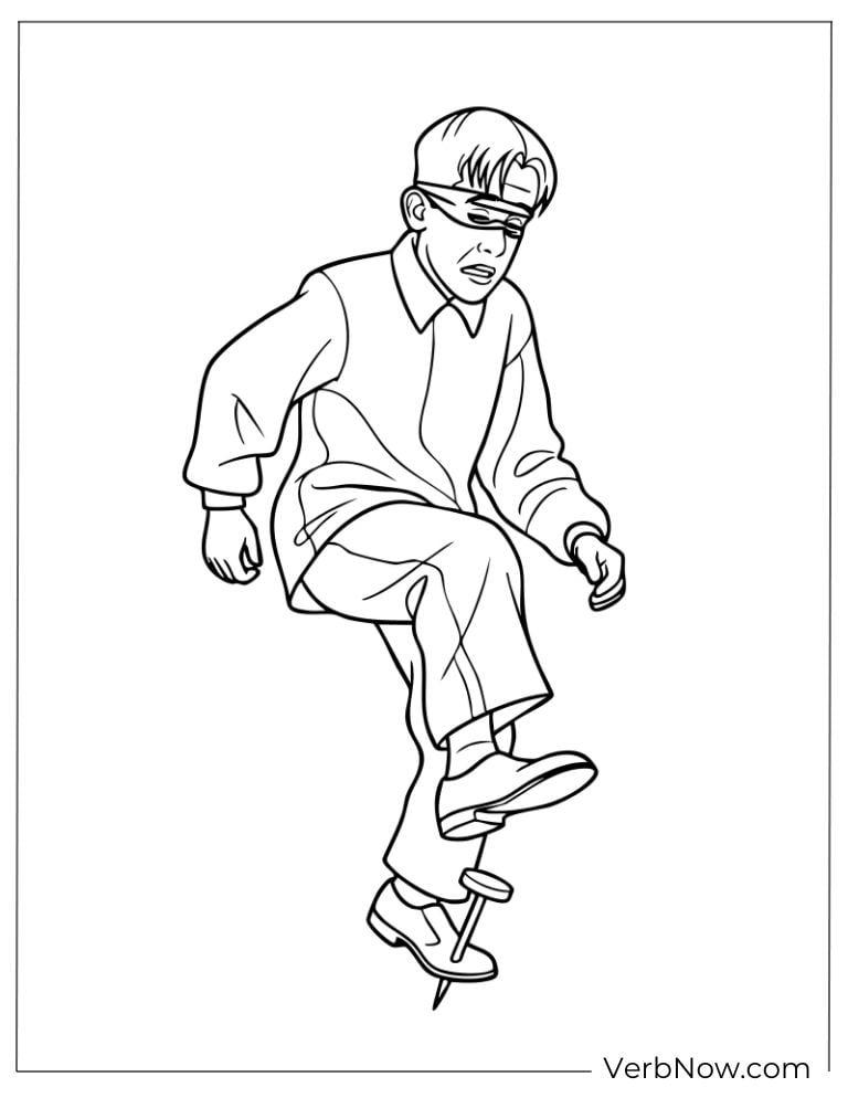 Kevin jumping on one foot with determination