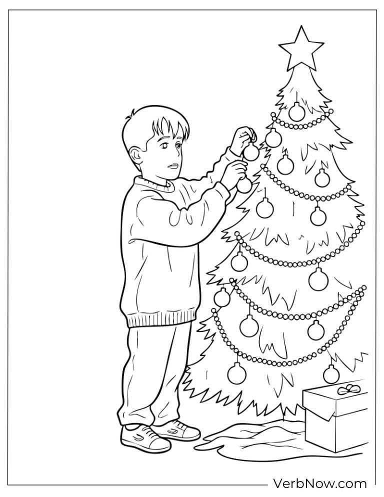 Kevin decorating a Christmas tree
