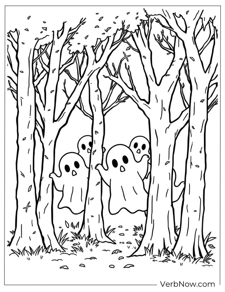 Ghosts float among the dark forest trees