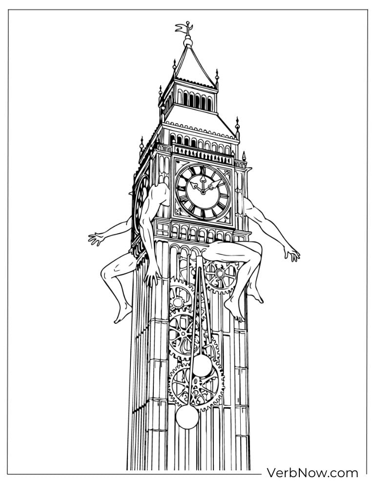 A monster climbing Big Ben tower