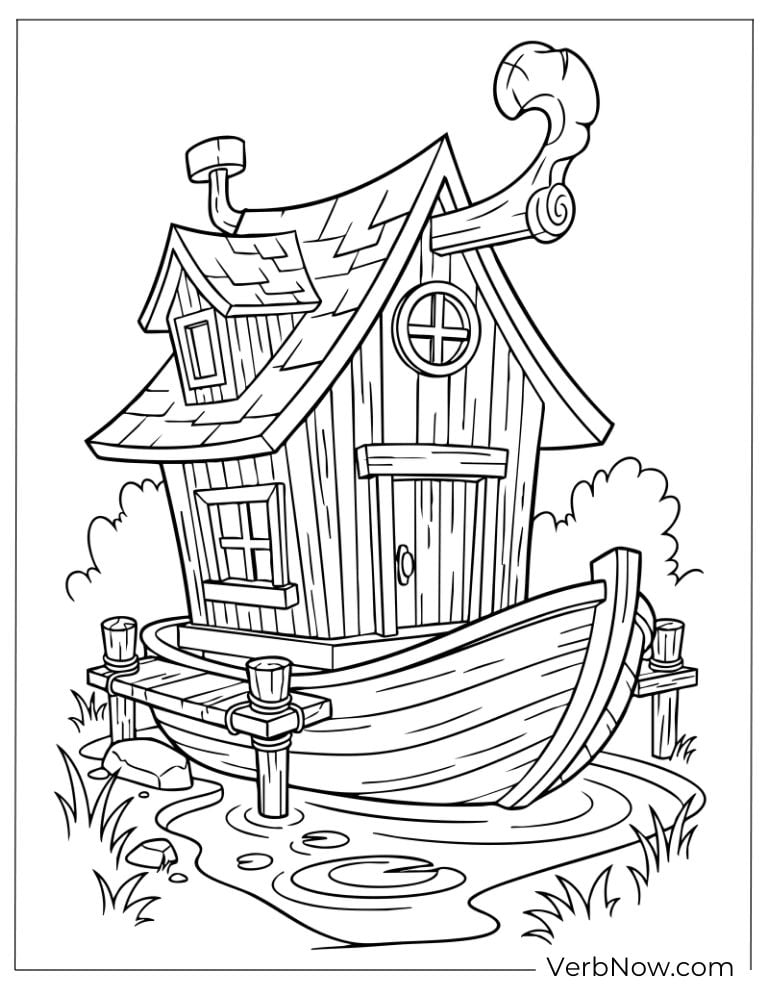 Riverside wooden cabin with a chimney