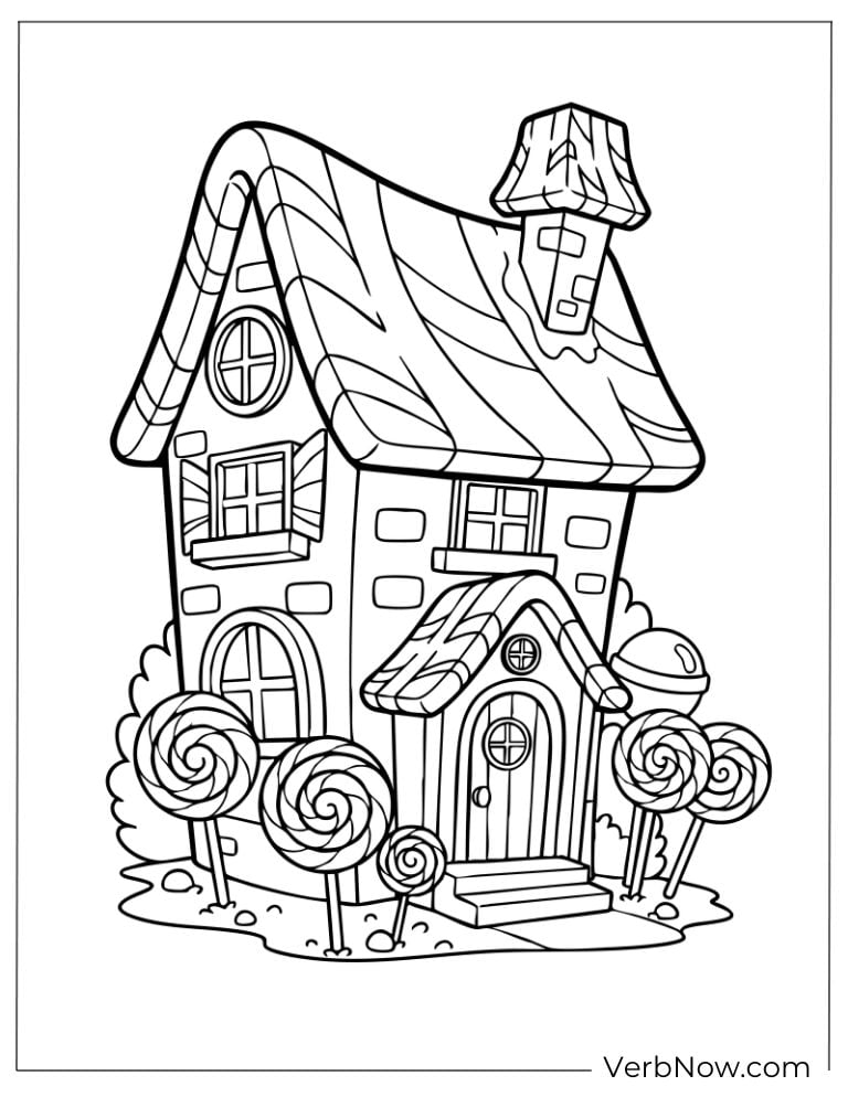 Candy house decorated with lollipops