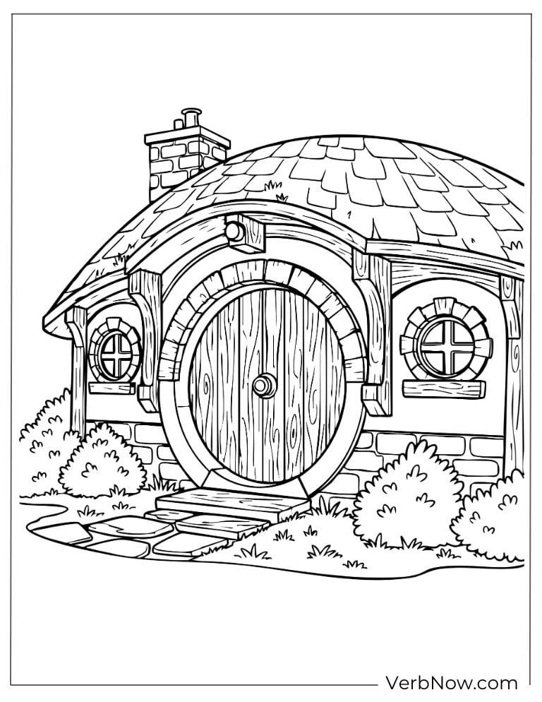 Round hobbit-style home with a wooden door